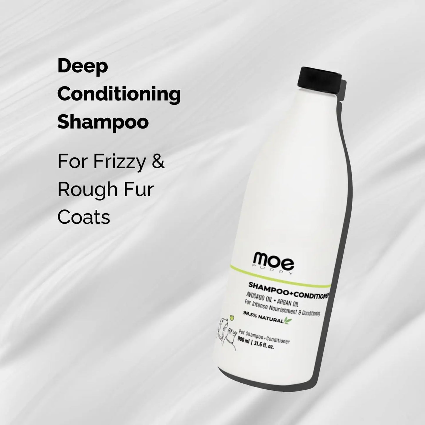 Moe 2-in-1 Shampoo & Conditioner | Sulfate & Paraben-Free | Conditioner for Dogs & Cats (900 ML) Moe Puppy
