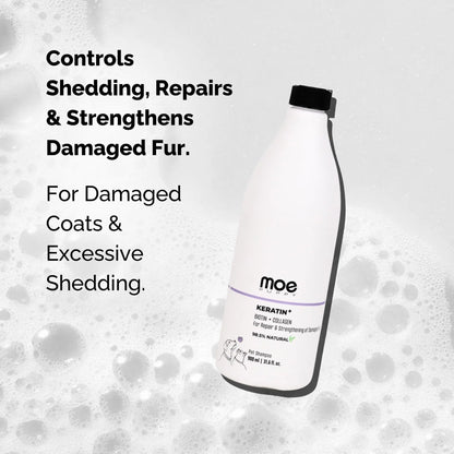 Moe Keratin Plus Pet Shampoo for Repair and Strengthening Damaged Fur| Natural Pet Shampoo Made with Plant Based Ingredients | Sulfate & Paraben Free, pH Balanced for Pets (900 ML) Moe Puppy