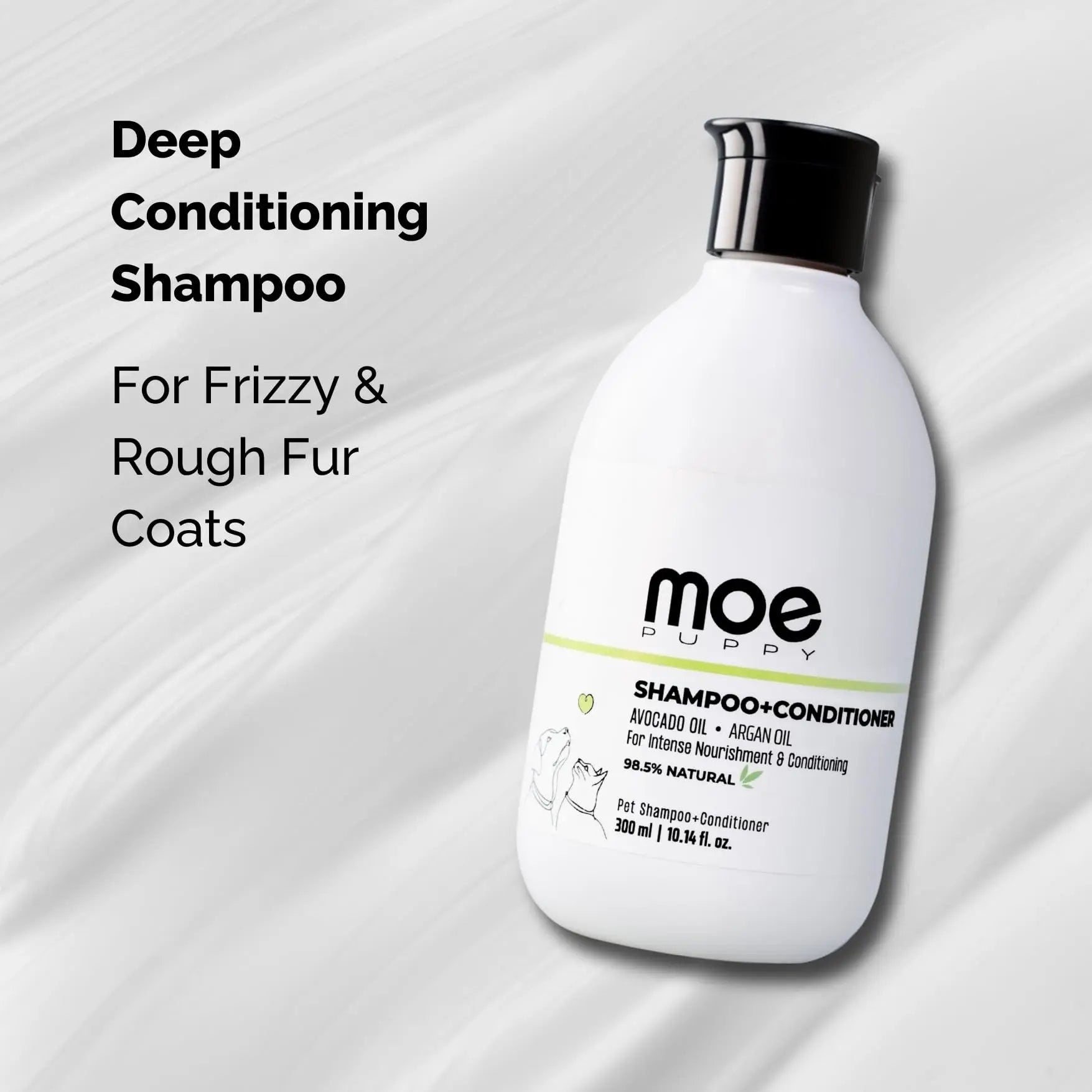 Moe Puppy 2-in-1 Dog Shampoo & Conditioner | Deshedding & Detangling for Long or Double Coat | Aloe Vera & Avocado Oil | Remove Odor & Dirt | Long-Lasting Freshness, pH Balanced, Paraben-Free(300 ml) Moe Puppy