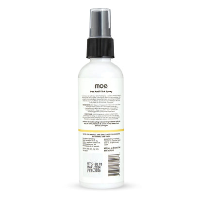 Moe Puppy Anti Tick Spray (100 ml) for Pets, Natural, Long-Lasting Protection, with Lemongrass, Citronella, Eucalyptus, Rosemary Oils, Aloe Vera Extract | for Dogs and Cats | Tick Repellant Moe Puppy