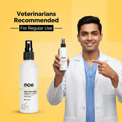 Moe Puppy Anti Tick Spray (100 ml) for Pets, Natural, Long-Lasting Protection, with Lemongrass, Citronella, Eucalyptus, Rosemary Oils, Aloe Vera Extract | for Dogs and Cats | Tick Repellant Moe Puppy