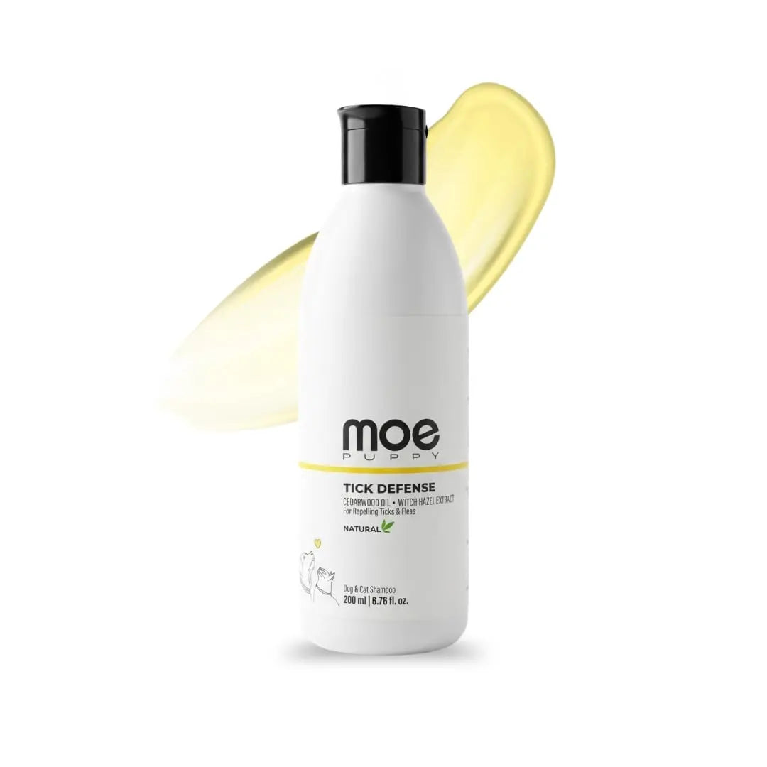 Moe Puppy Anti-Tick & Flea Dog Shampoo | Neem & Aloe Vera | Fast Relief & Soothing for Itching | Repel Ticks| Long-Lasting Skin Protection | Vet Recommended, Gentle Shampoo for Dogs & Cats(200 ml) Moe Puppy