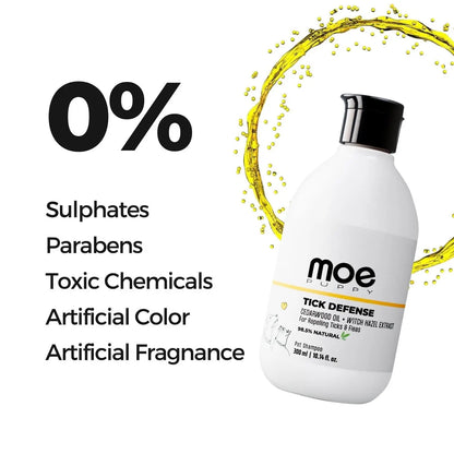 Moe Puppy Anti-Tick & Flea Dog Shampoo | Neem & Aloe Vera | Fast Relief & Soothing for Itching | Repel Ticks| Long-Lasting Skin Protection | Vet Recommended, Gentle Shampoo for Dogs & Cats(300 ml) Moe Puppy