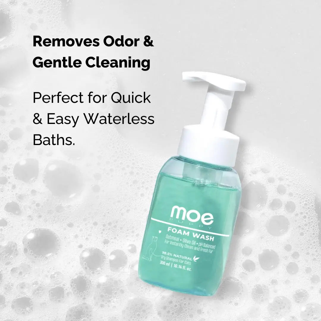 Moe Puppy Dry Shampoo for Cats | Cleansing & Conditioning, Detangling & Moisturizing | Quick Odor Removal | Safe for Kittens (300 ml) Moe Puppy