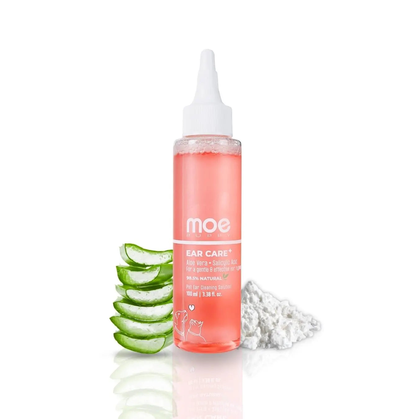 Moe Puppy Ear Care+ | Ear Cleaning Solution for Dogs and Cats | Prevents Infections, Soothes Itching, Removes Wax, Eliminates Ear Odour | Non-Irritating Dog Ear Cleanser | 100ml Moe Puppy