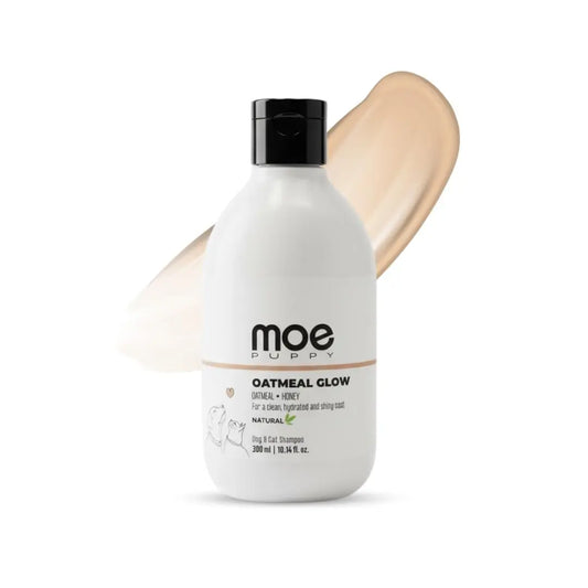 Moe Puppy Oatmeal Glow Shampoo – Shine Boosting with Oatmeal and Honey for Dogs and Cats, Gentle Plant-Based Formula for Sensitive Skin, Hydrating, Soothing, Paraben and Sulfate Free, 300 ml Moe Puppy