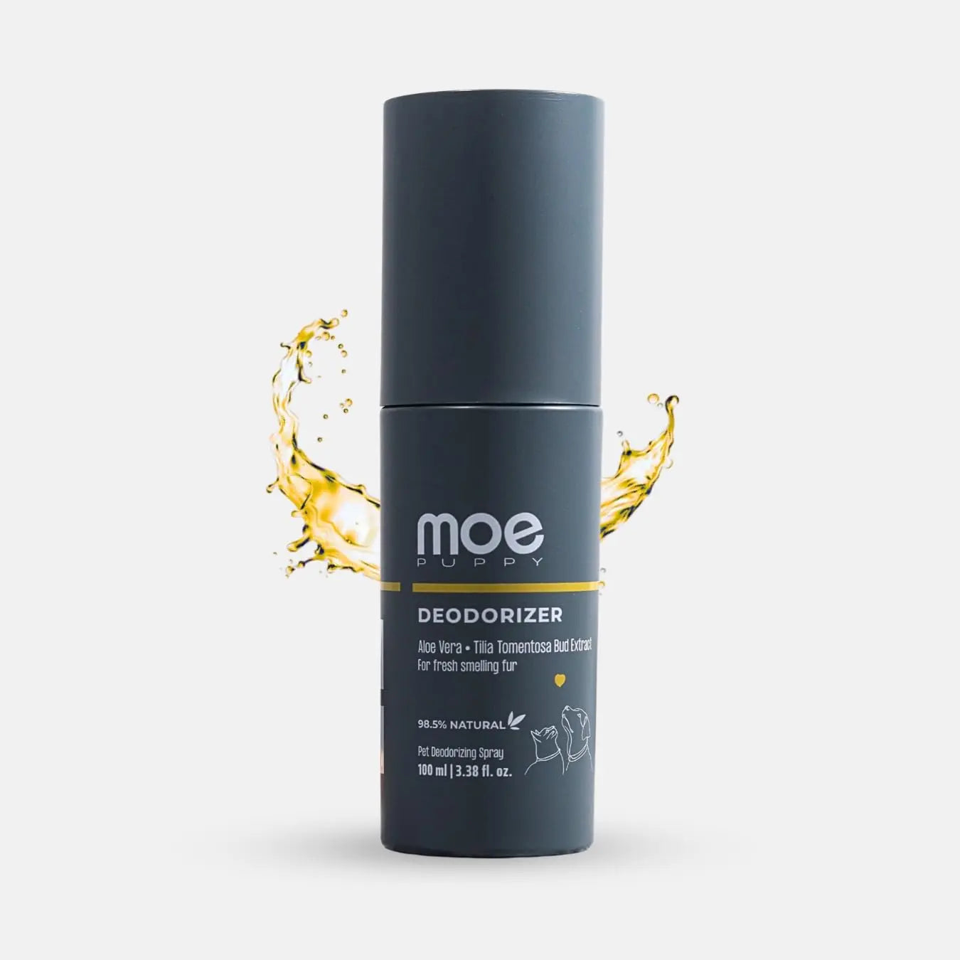 Moe Puppy Pet Deodorizer Spray for Dogs & Cats | Natural Fresh Odor Control | Aloe Vera & Tilia Bud Extract | 98.5% Natural | pH Balanced | Paraben & Sulphate Free | Made in India | 100 ml Moe Puppy