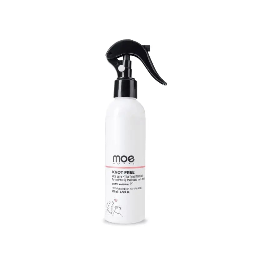Moe Puppy Pet Deodorizer Spray for Dogs & Cats | Natural Fresh Odor Control | Aloe Vera & Tilia Bud Extract | 98.5% Natural | pH Balanced | Paraben & Sulphate Free | Made in India | 100 ml Moe Puppy