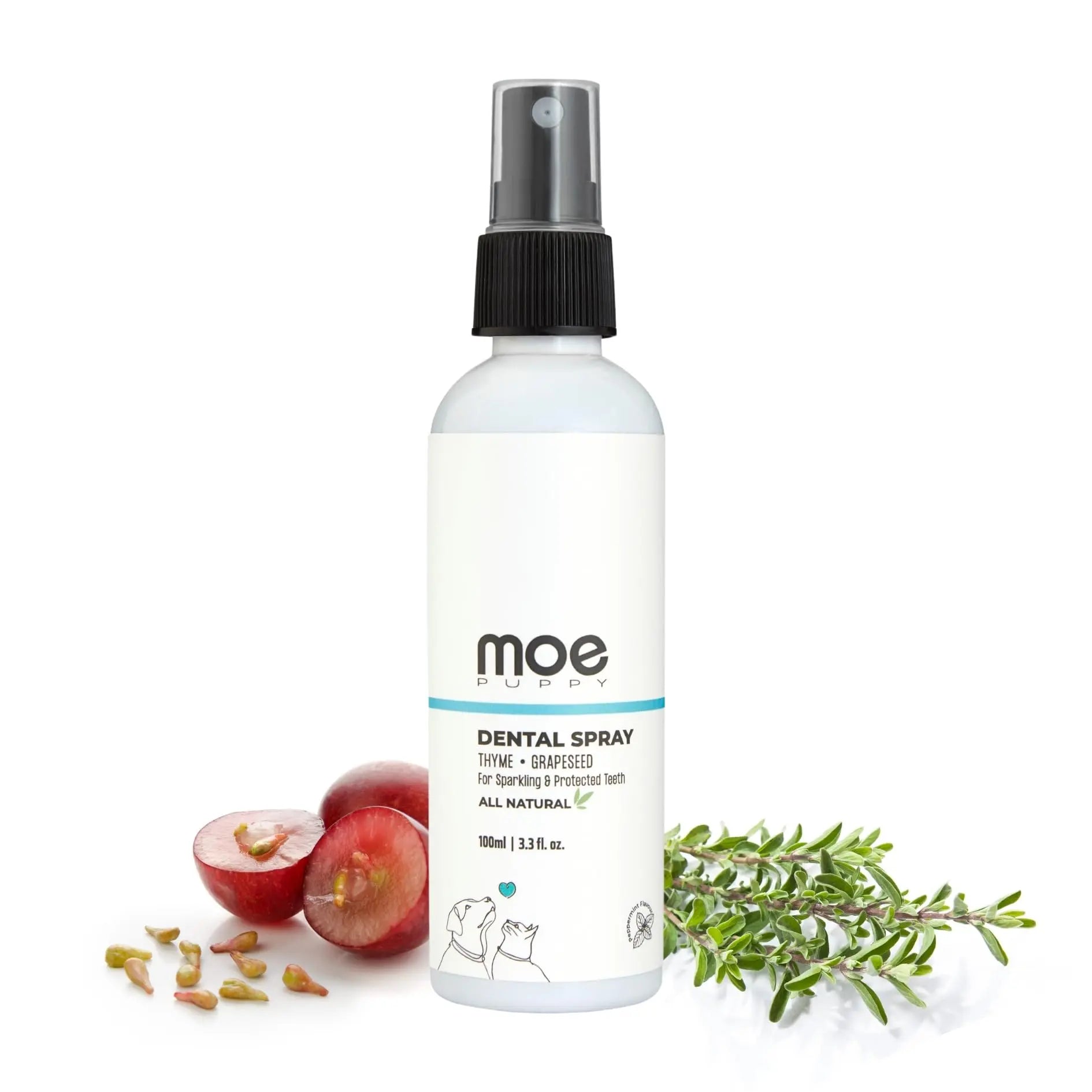 Moe Puppy Vet Recommended Dental Spray for Dogs & Cats | Bad Breath Control, Plaque & Tartar Removal & Gum Health | Peppermint Freshness | Long-Lasting Oral Care, Safe Daily Use (100 ml) Moe Puppy