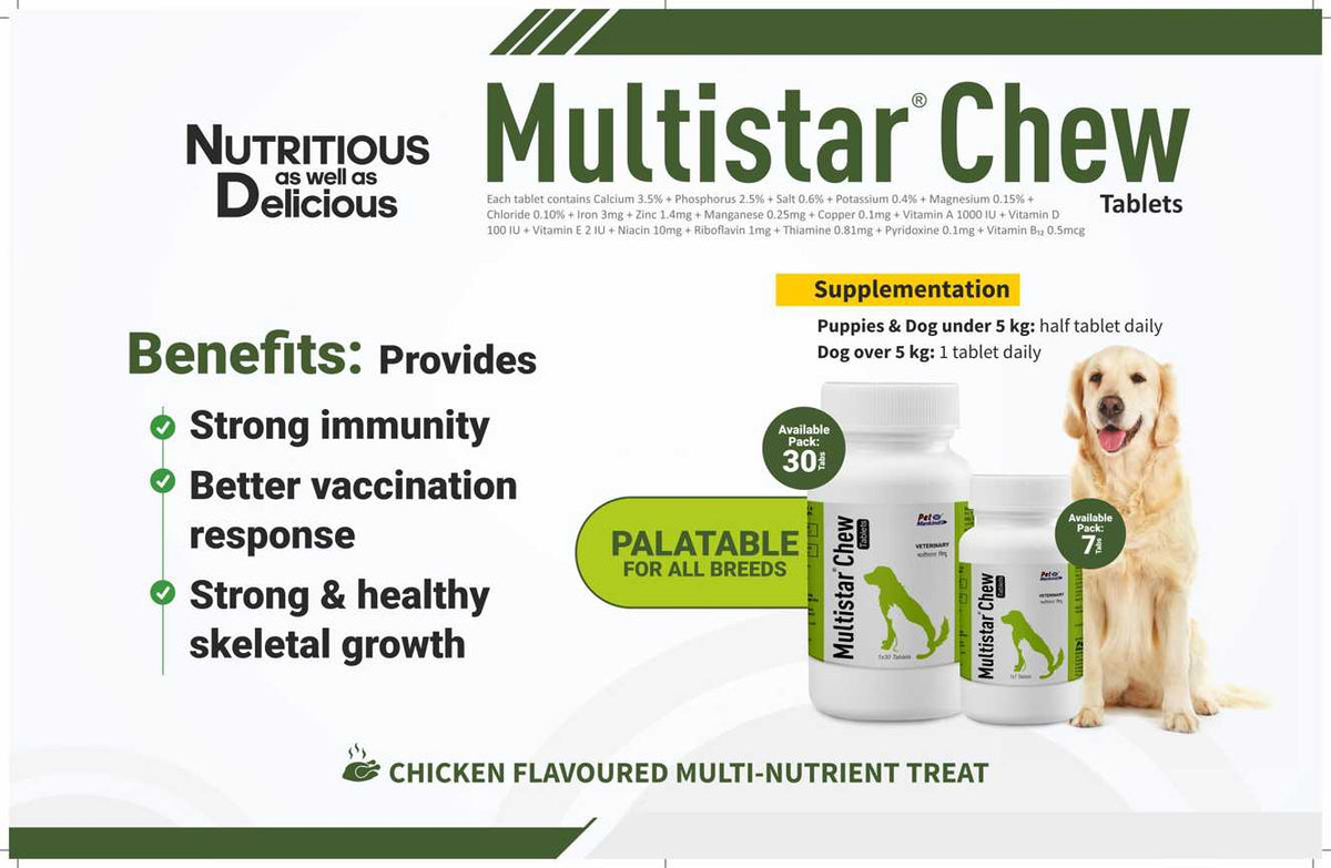 Multistar Cat Multistar chew tablet (30tablets) for dogs and cats - Amanpetshop-