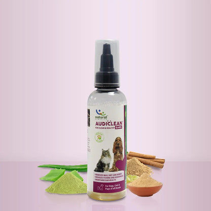 Natural Remedies Audiclean Ear Cleaner for Dogs, Cats & Pups, Removes Ear Wax, Dirt, Debris, Reduces Itching and Deodorises, Gentle Ear Care, Pet Grooming, Safe for All Breeds, Sensitive Skin, 90 ml Natural Remedies