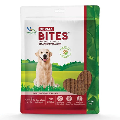 Natural Remedies Digestive, Mobility & Derma Bites Combo Pack - Chicken Liver, Banana & Strawberry Flavours, Grain-Free, Soft & Easily Digestible Soft Chews Long Sticks for Dogs of All Breeds (3x75g) Natural Remedies
