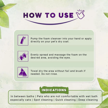 Natural Remedies Fresh Me Up Mild Waterless Foam Cleanser Dry Shampoo for Dogs, Cats & Pups of All Breeds, Moisturizer & Conditioner, Daily Use, Lick Safe, Natural and Safe, 450 Ml (Pack of 1) Natural Remedies