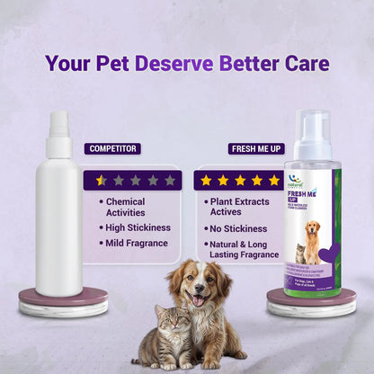 Natural Remedies Fresh Me Up Mild Waterless Foam Cleanser Dry Shampoo for Dogs, Cats & Pups of All Breeds, Moisturizer & Conditioner, Daily Use, Lick Safe, Natural and Safe, 450 Ml (Pack of 1) Natural Remedies