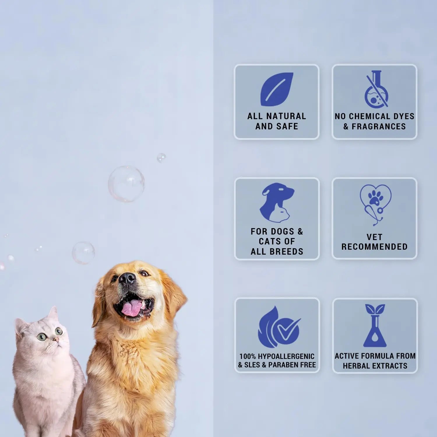 Natural Remedies Fresh Me Up Waterless Foam Cleanser (450ml) & Lush Me Up Anti-Hairfall Shampoo (350ml), Pet Grooming, Odor Control, Hypoallergenic, Safe for Dogs, Cats of All Breeds (Combo Pack of 2) Natural Remedies