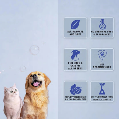 Natural Remedies Fresh Me Up Waterless Foam Cleanser (450ml) & Lush Me Up Anti-Hairfall Shampoo (350ml), Pet Grooming, Odor Control, Hypoallergenic, Safe for Dogs, Cats of All Breeds (Combo Pack of 2) Natural Remedies