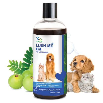 Natural Remedies Lush Me Up Mild Anti-Hairfall Shampoo for Dogs, Cats & Pups of All Breeds, Reduces Hair Fall and Restore Softness and Bounce, Cleans & Conditions, Natural and Safe, 350 ml Natural Remedies