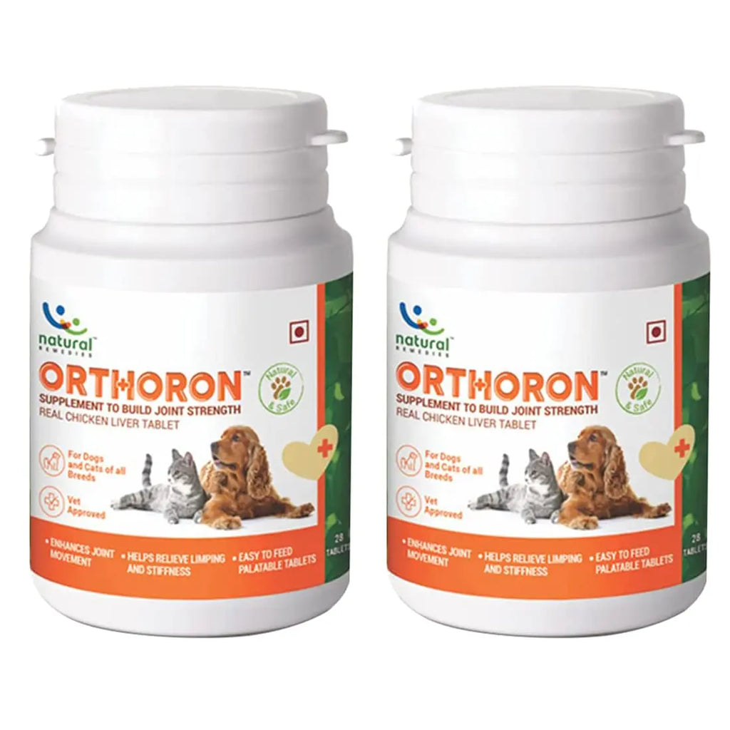 Natural Remedies Orthoron Joint Supplement for Dogs & Cats, Relieves Limping & Stiffness, Enhances Joint Movement, Real Chicken Liver, All-Natural & Safe, Easy to Feed, 28 Palatable Tablets- Pack of 2 Natural Remedies