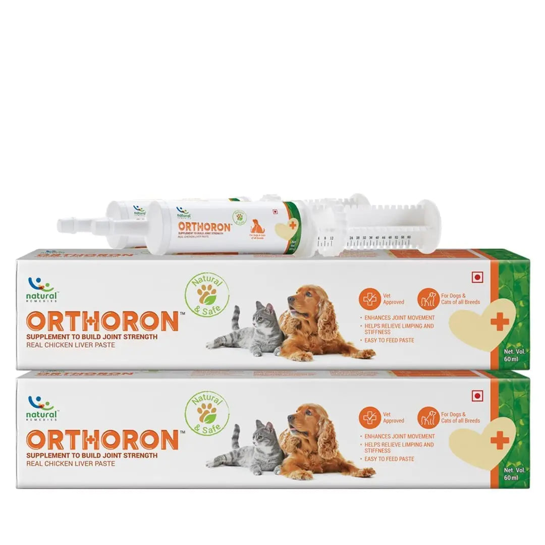 Natural Remedies Orthoron Joint Supplement for Dogs and Cats, Relieves Limping and Stiffness, Enhances Joint Movement, All-Natural & Safe, Easy Feed Paste, Real Chicken Liver, 60ml (Pack of 2) Natural Remedies
