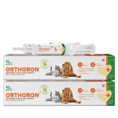 Natural Remedies Orthoron Joint Supplement for Dogs and Cats, Relieves Limping and Stiffness, Enhances Joint Movement, All-Natural & Safe, Easy Feed Paste, Real Chicken Liver, 60ml (Pack of 2) Natural Remedies