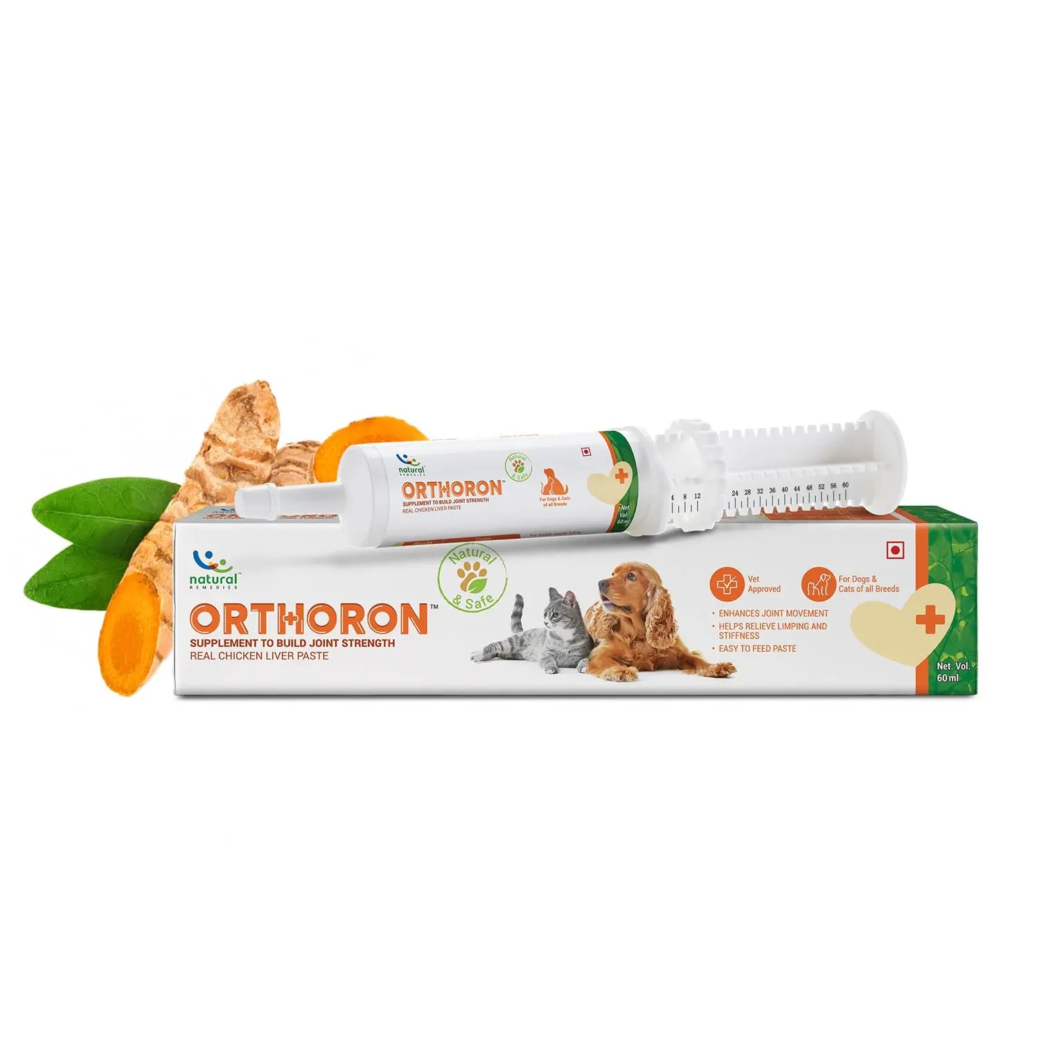 Natural Remedies Orthoron Joint Supplement for Dogs and Cats, Relieves Limping and Stiffness, Enhances Joint Movement, All-Natural & Safe, Easy Feed Paste, Real Chicken Liver, 60ml (Pack of 2) Natural Remedies