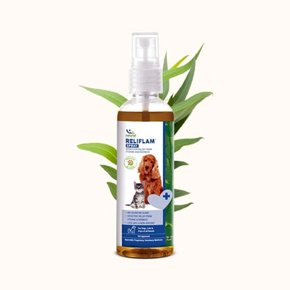 Natural Remedies Reliflam Itch & Redness Relief Spray for Dogs, Cats, Lick Safe, Reduces Hair Fall, Moisturizes Dry Skin, All-Natural Ingredients, Pet Friendly, Allergy Relief, Skin Soothing, 75ml Natural Remedies