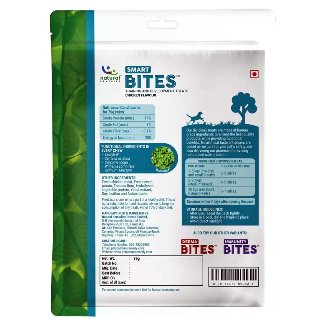 Natural Remedies Smart Bites Training and Development Treats, Junior Bites, Puppy Growth Treats, Immunity Bites, Natural & Safe for Dogs, Cats and Pups of All Breeds (Combo Pack of 3, 75 gm Each) Natural Remedies