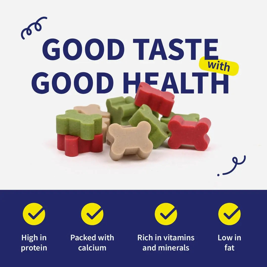 NutriWag Assorted Training Bites Dog Treats - 200 gm | Pack of 3 |Healthy & Tasty | Soft Chews for Puppies & Adult Dogs | High Protein, No Added Preservatives | Reward Treats for Training NutriWag