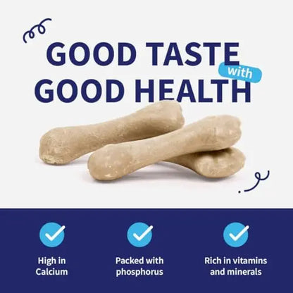 NutriWag Calcium Chew Bones – Milk-Flavored Dog Treats, 200 gm | Strengthens Teeth & Bones | Tasty & Nutritious Chews for All Breeds | Grain-Free, No Artificial Flavors NutriWag