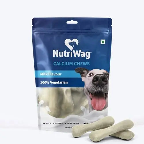 NutriWag Calcium Chew Bones – Milk-Flavored Dog Treats, 200 gm | Strengthens Teeth & Bones | Tasty & Nutritious Chews for All Breeds | Grain-Free, No Artificial Flavors NutriWag
