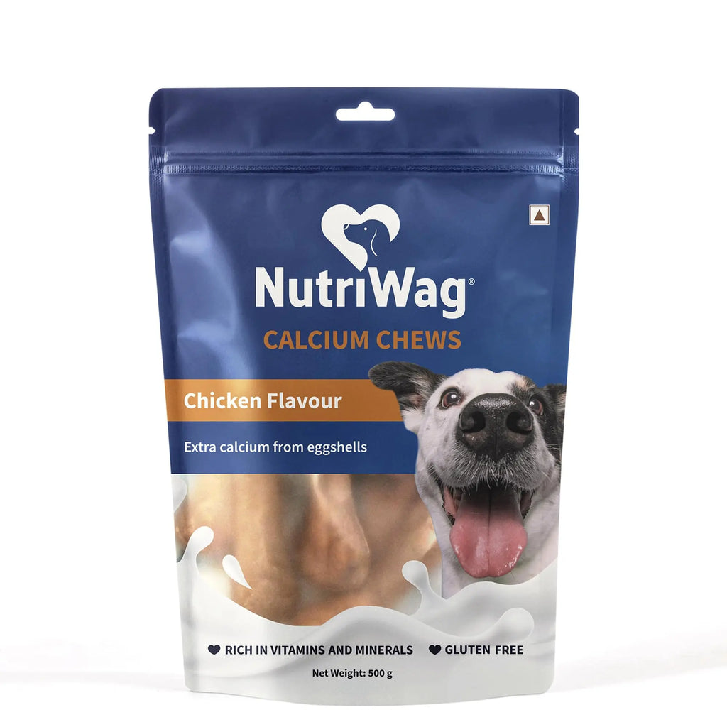 NutriWag Chicken Calcium Chew Bones Dog Treats – 500 gm | Protein & Calcium Rich | Supports Strong Bones & Teeth | Healthy Chews for All Breeds & Life Stages | No Added Preservatives NutriWag