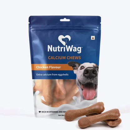 NutriWag Chicken Calcium Chew Bones Dog Treats – 500 gm | Protein & Calcium Rich | Supports Strong Bones & Teeth | Healthy Chews for All Breeds & Life Stages | No Added Preservatives NutriWag