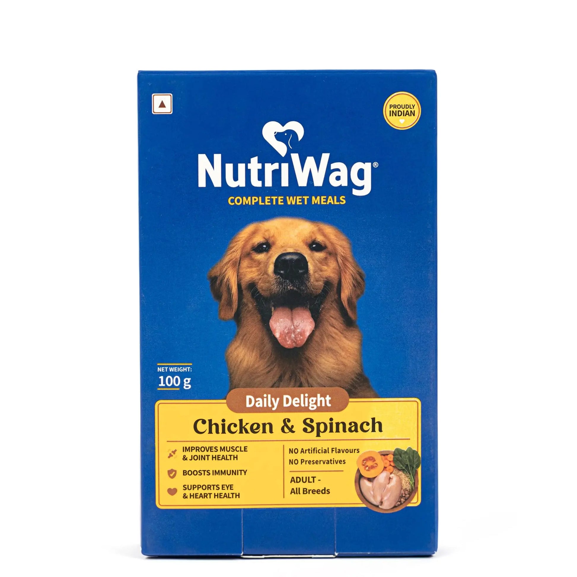 NutriWag Daily Delight by HUFT - 100 gm | Wet Dog Food with Chicken, Rice & Spinach | Complete & Balanced High Protein Meal for All Breeds Dogs, No Added Flavours NutriWag