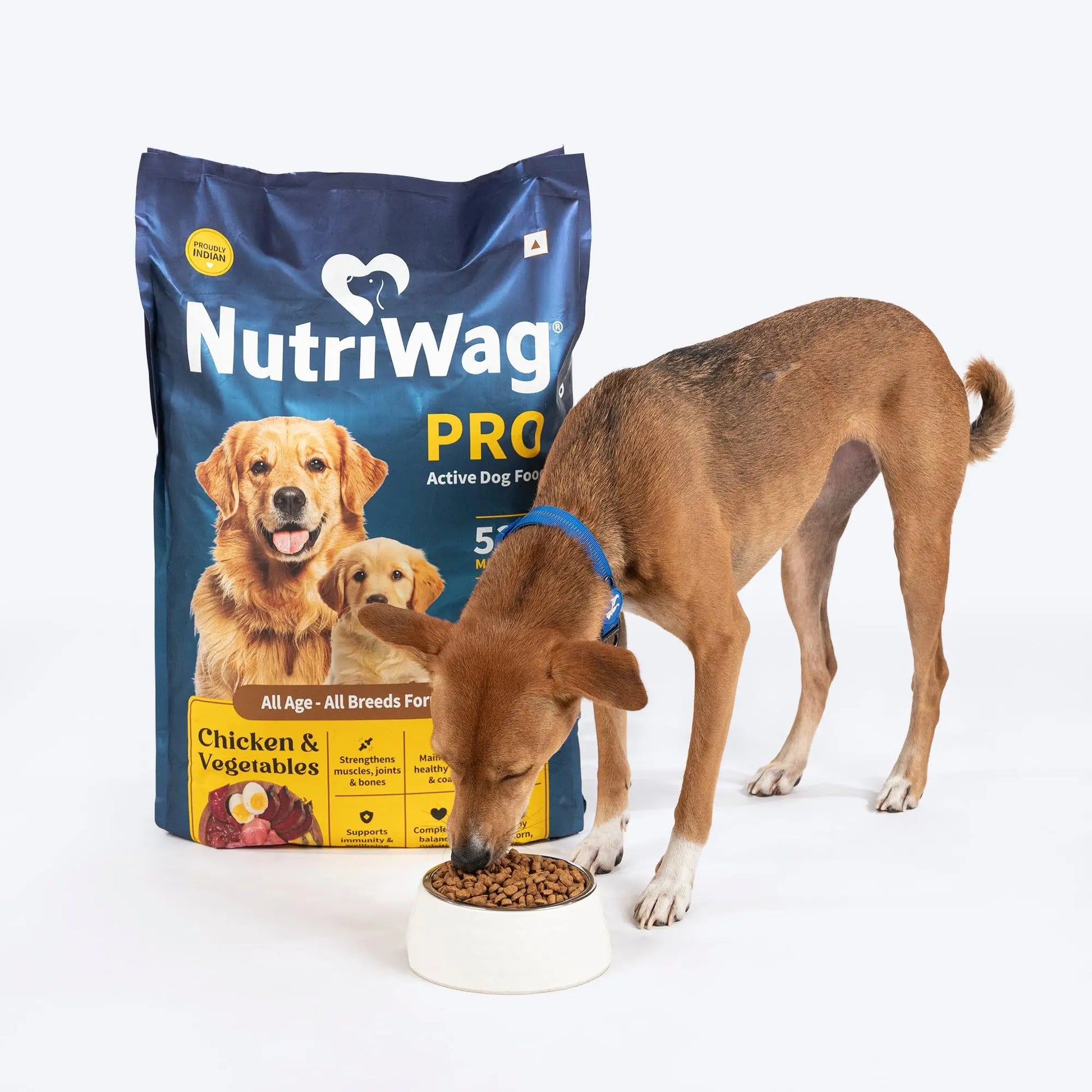 NutriWag Pro Active by HUFT, Chicken & Vegetable Dog Dry Food – 20 kg | Complete & Balanced High Protein Diet for Active Dogs | Strong Muscles & Healthy Digestion NutriWag