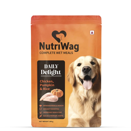 Nutriwag Wet Dog Food 300 gm | Balanced Meals with Chicken, Pumpkin, Rice & Vegetables | High Protein Dog Food | No Added Flavours | Human-Grade Ingredients | All Life Stages NutriWag