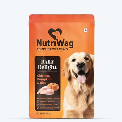 Nutriwag Wet Dog Food 300 gm | Balanced Meals with Chicken, Pumpkin, Rice & Vegetables | High Protein Dog Food | No Added Flavours | Human-Grade Ingredients | All Life Stages NutriWag
