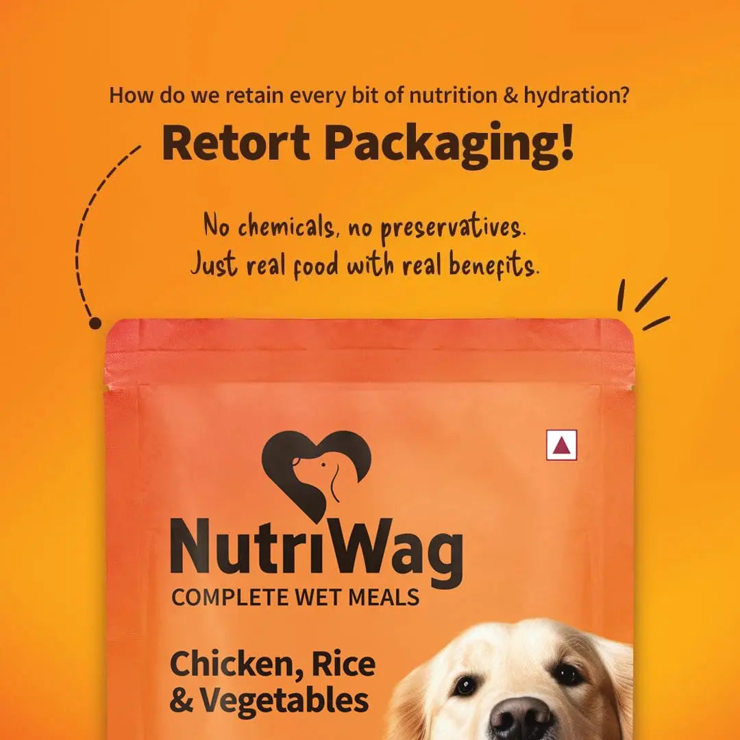Nutriwag Wet Dog Food 300 gm | Pack of 10 | Balanced Meals with Chicken, Pumpkin, Rice & Vegetables | High Protein Dog Food | No Added Flavours | Human-Grade Ingredients | All Life Stages NutriWag
