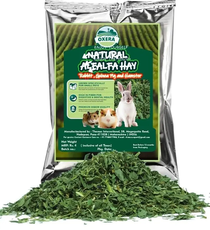 OXERA 500 Grams Grass Hay For Rabbit,Bunny, Hamster, Guineapig, Rat, Armadilo, Goats, Hens And Rabbit Food,All Life Stages, 1 Count OXERA