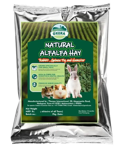 OXERA 500 Grams Grass Hay For Rabbit,Bunny, Hamster, Guineapig, Rat, Armadilo, Goats, Hens And Rabbit Food,All Life Stages, 1 Count OXERA