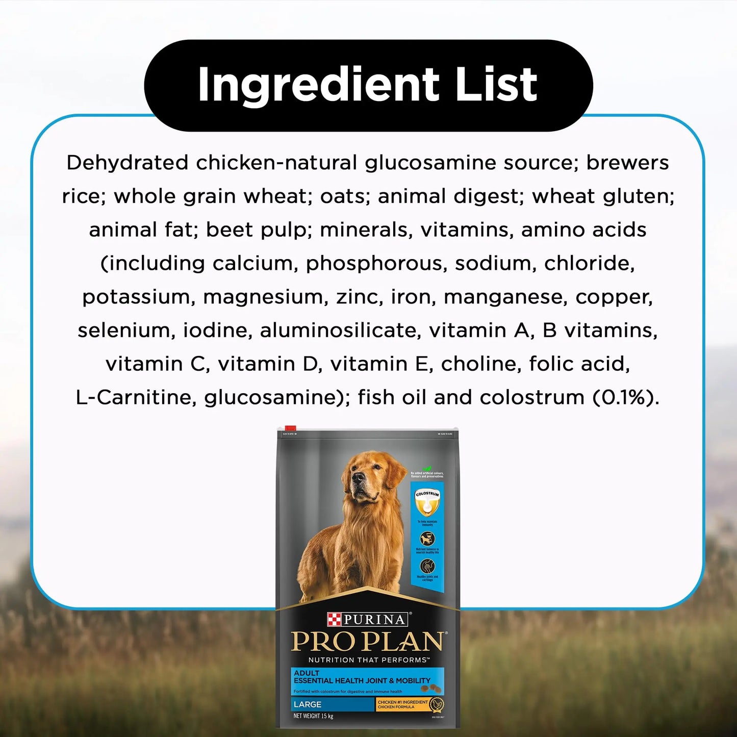 PURINA PRO Plan Adult Dog Food for Large Breed Dogs-15kg, Bag PURINA