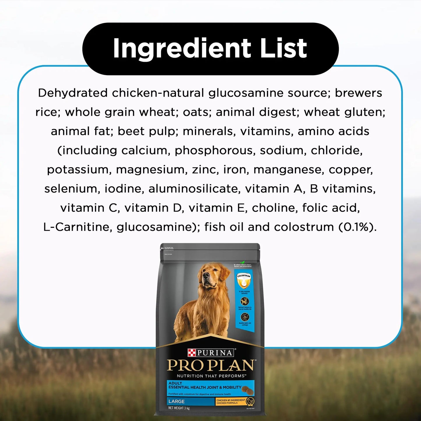 PURINA Pro Plan Adult Dog Kibble Food for Large Breed Dogs, 3Kg Pack PURINA