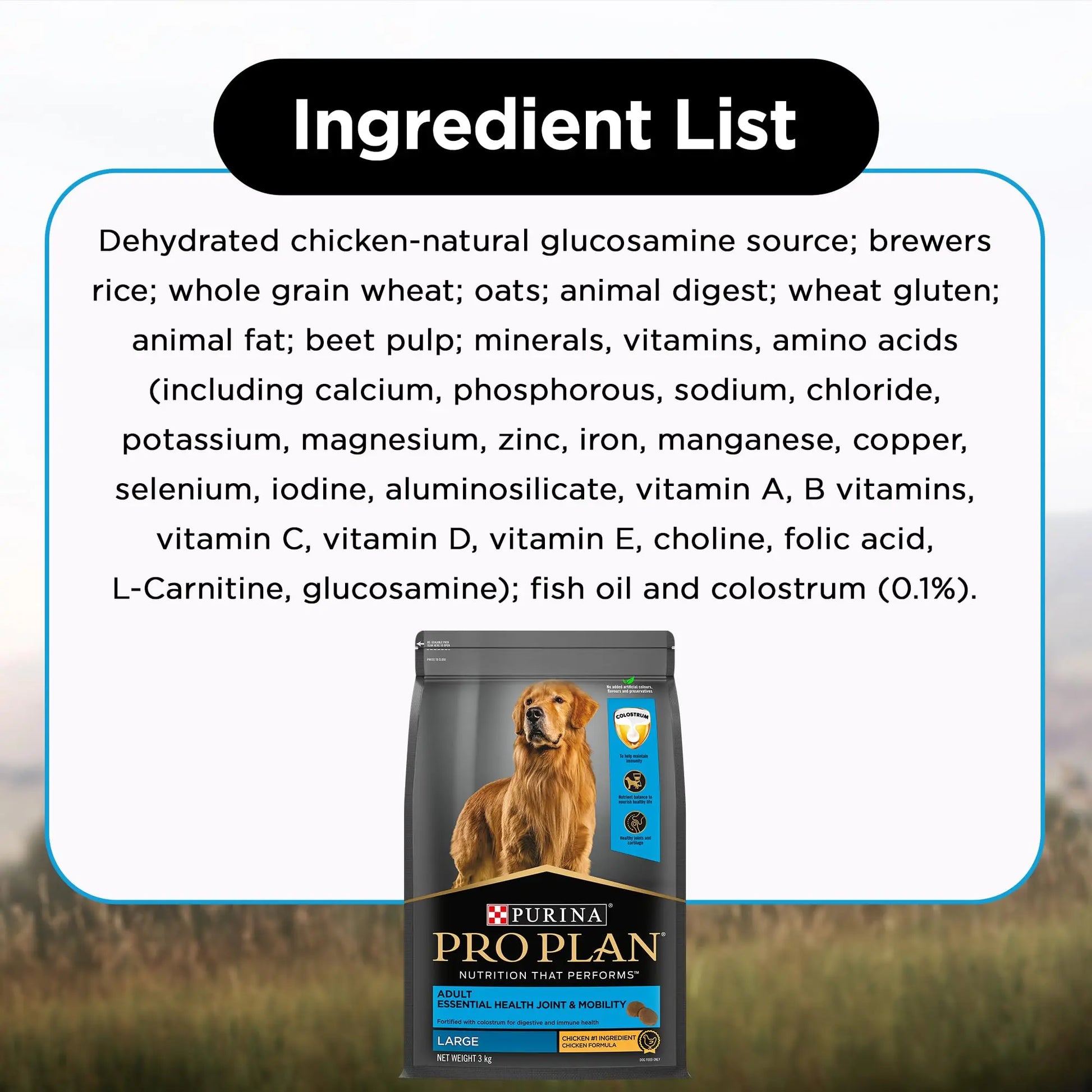 PURINA Pro Plan Adult Dog Kibble Food for Large Breed Dogs, 3Kg Pack PURINA