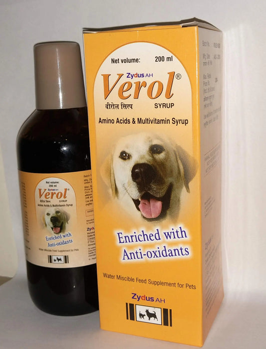 Pawsitively Pet Care Zydus Verol Amino Acids & Multivitamin Syrup For Dogs and Cats (Pack of 2) - 200 ml Pawsitively Pet Care