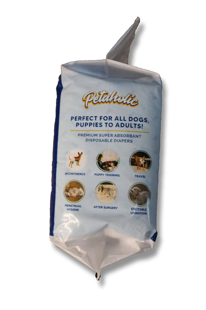 Petaholic Disposable Pet Diapers for Dog Wraps Super Absorbent Soft Diapers for Dogs (XXL) Petaholic