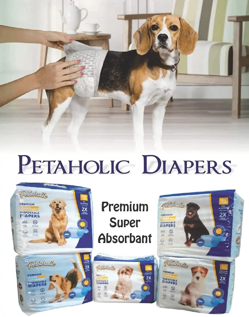 Petaholic Disposable Pet Diapers for Dog Wraps Super Absorbent Soft Diapers for Dogs (XXL) Petaholic