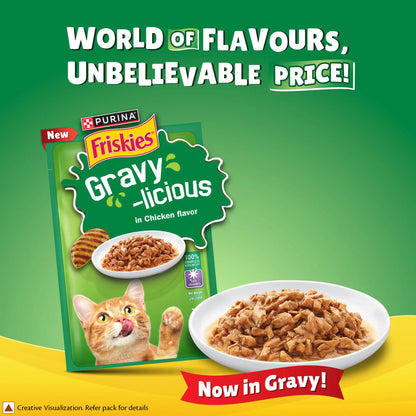 Purina Friskies Chicken Gravy-Licious, for Adult Cats, Pack of 12 (70gx12) PURINA