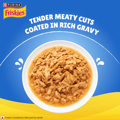 Purina Friskies Gravy-Licious Cat Food in Ocean Fish Flavour, Wet Cat Food, Balanced Nutrition, Pack of 12, (70g x 12), 840g PURINA
