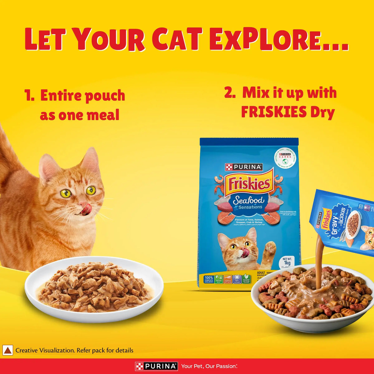 Purina Friskies Gravy-Licious Cat Food in Ocean Fish Flavour, Wet Cat Food, Balanced Nutrition, Pack of 12, (70g x 12), 840g PURINA