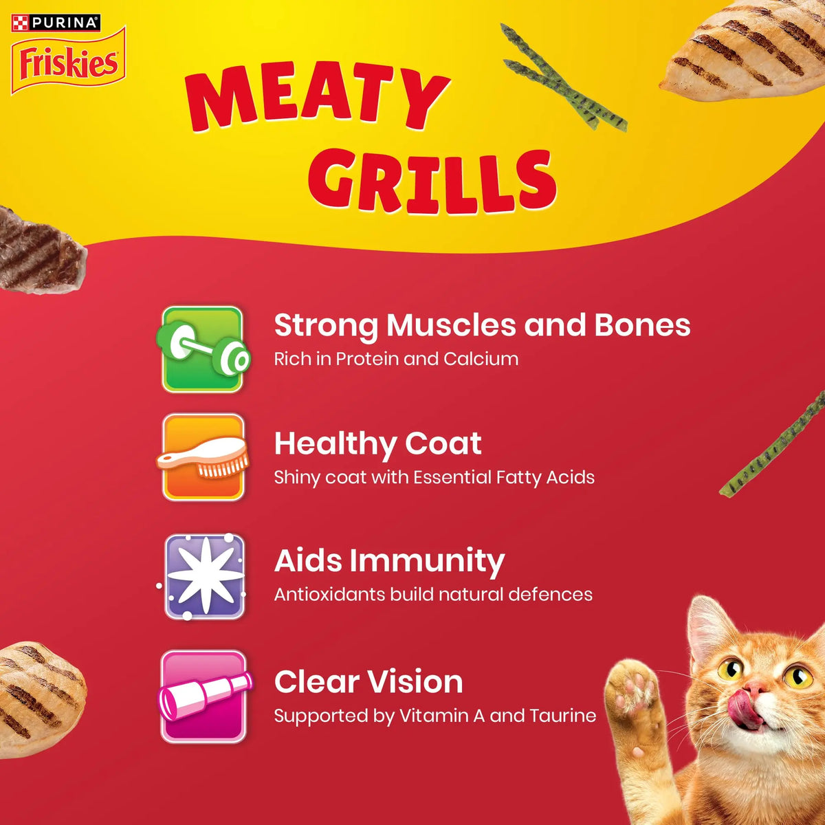Purina Friskies Meat & Vegetable, Dry Food for Adult Cats, 2.5kg Pack PURINA