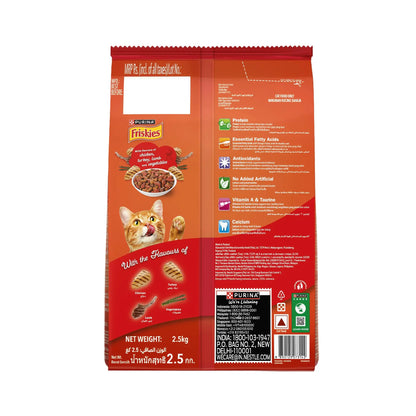 Purina Friskies Meat & Vegetable, Dry Food for Adult Cats, 2.5kg Pack PURINA
